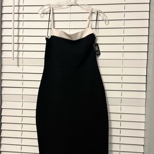 Express Black Knit Dress w/White Straps